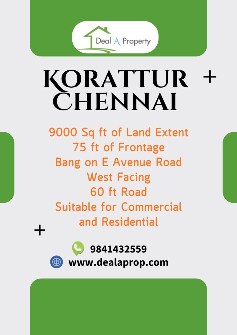 commercial land e avenue road korattur chennai sale